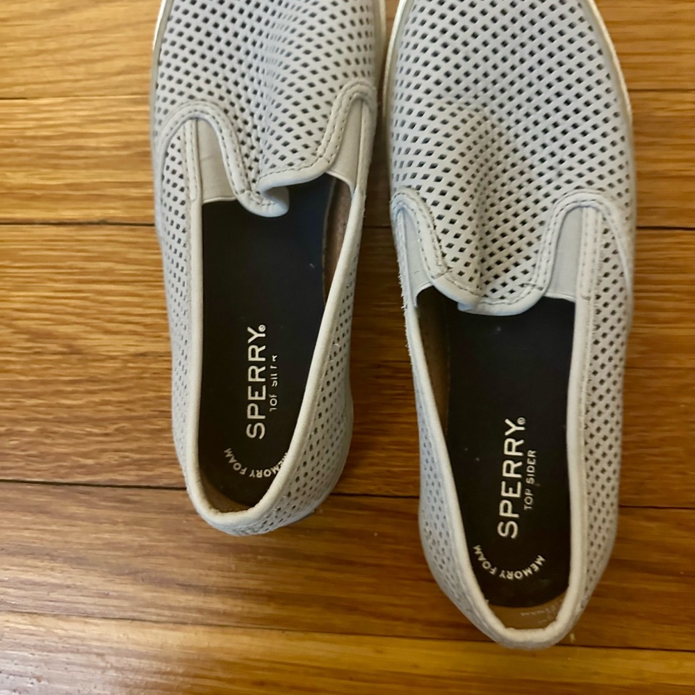 Sperry Gray Perforated Slip-On Loafers